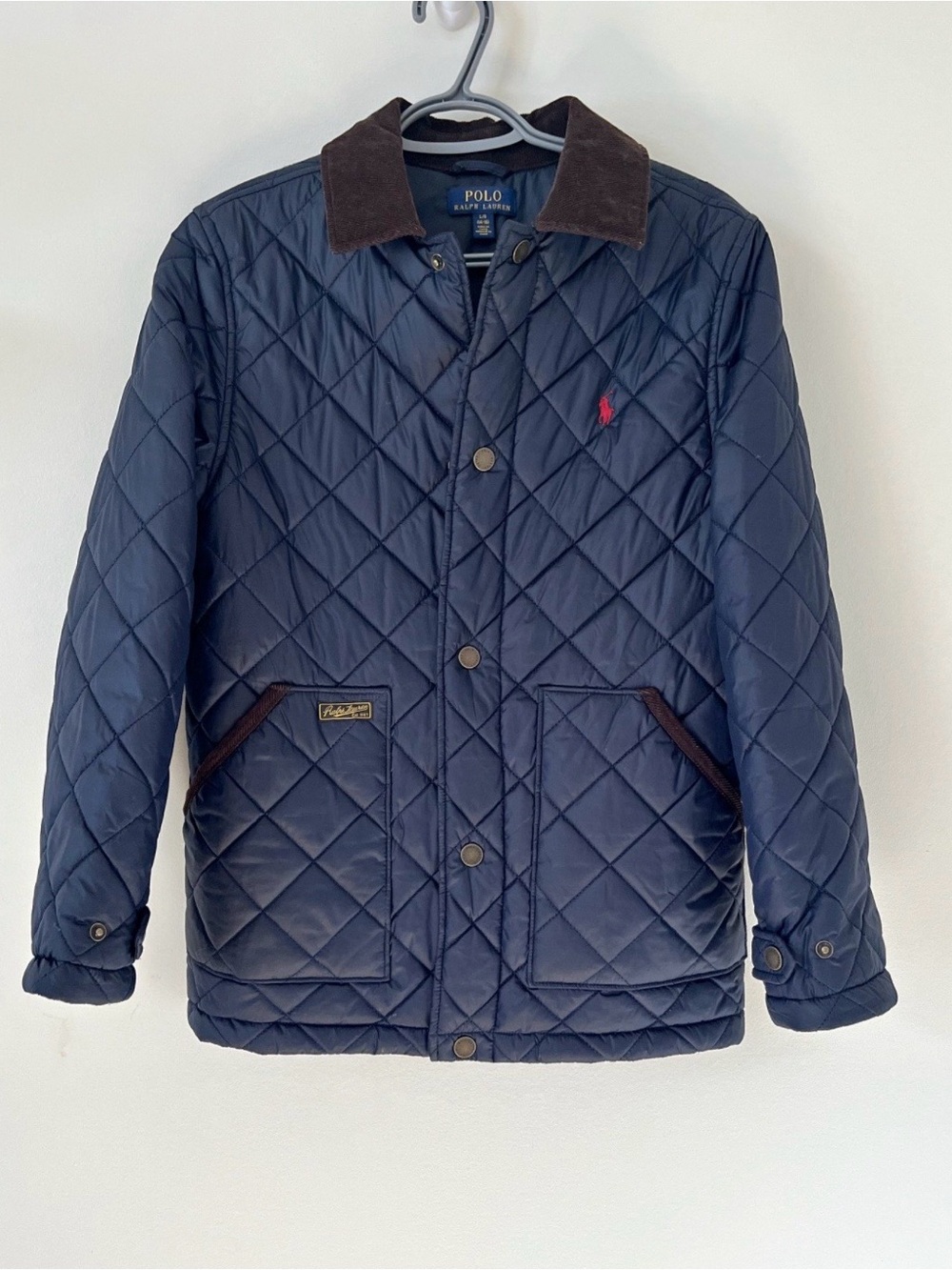 Polo by Ralph Lauren Navy Quilted Chore Jacket with Brown Corduroy Collar